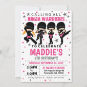Ninja Birthday Invitation Girl Ninja Einladung (Vorderseite)
