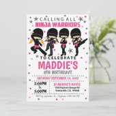 Ninja Birthday Invitation Girl Ninja Einladung (Stehend Vorderseite)