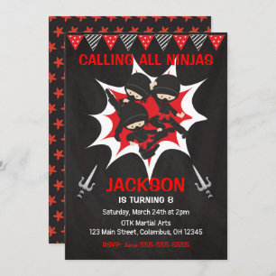 Ninja Birthday Invitation, Karate Ninja Party Einladung