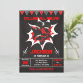 Ninja Birthday Invitation, Karate Ninja Party Einladung (Stehend Vorderseite)