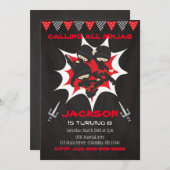 Ninja Birthday Invitation, Ninja Birthday Party Einladung (Vorne/Hinten)