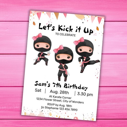 Ninja Birthday Invitation - Ninja Girl Party Einladung