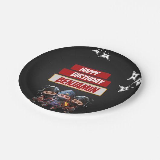 Ninja Birthday Pappteller (Schrägansicht)