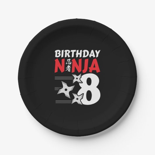 Ninja Birthday Party - Birthday Ninja 8 Pappteller (Vorderseite)