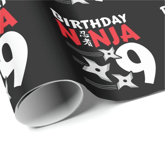 Ninja Birthday Party - Birthday Ninja 9 Geschenkpapier (Rolleneckpunkt)