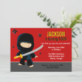 Ninja Birthday Party Einladung (Stehend Vorderseite)