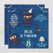 Ninja Birthday Party Invite-Blue Yellow Green Einladung (Vorne/Hinten)
