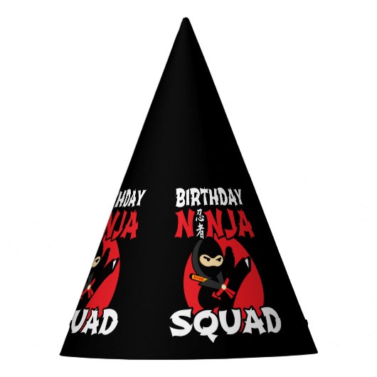 Ninja Birthday Party Theme - Birthday Ninja Squad Partyhütchen (Vorderseite)