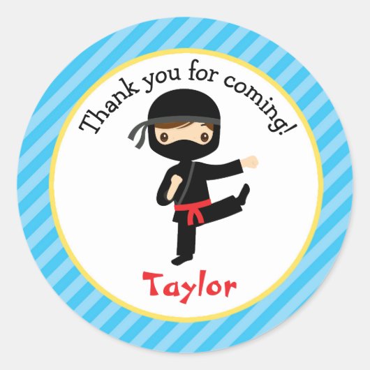 Ninja Birthday Stickers Personalisiert Boy Favorit (Vorderseite)