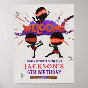 Ninja Birthday Welcome Sign Poster