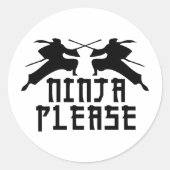 Ninja Bitte! Runder Aufkleber (Vorderseite)