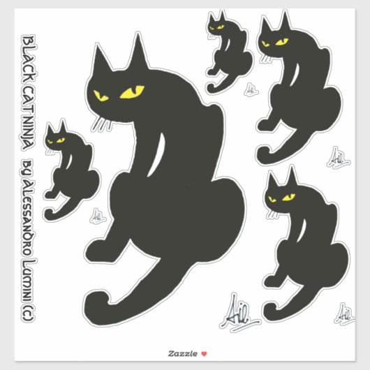 NINJA BLACK CAT AUFKLEBER (Blatt)