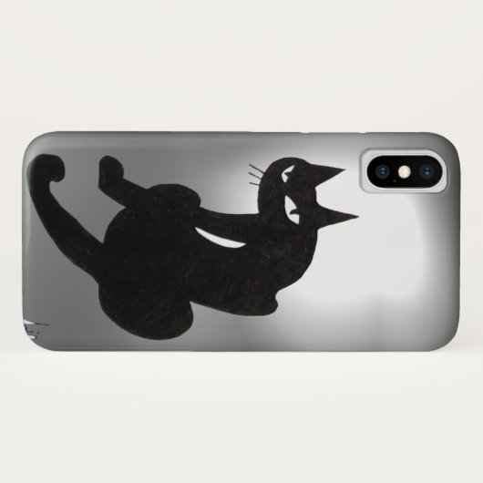 NINJA BLACK CAT Grau weiß Case-Mate iPhone Hülle (Rückseite (Horizontal))