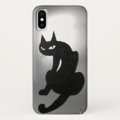 NINJA BLACK CAT Grau weiß Case-Mate iPhone Hülle (Rückseite)