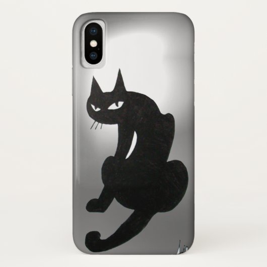 NINJA BLACK CAT Grau weiß Case-Mate iPhone Hülle (Rückseite)