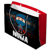 Ninja Boy Christmas Große Geschenktüte (Rückseite Schrägansicht)