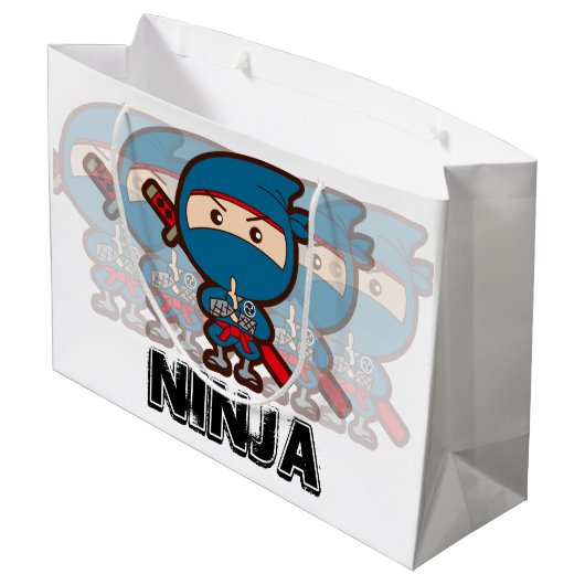 Ninja Boy Große Geschenktüte (Rückseite Schrägansicht)