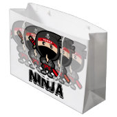 Ninja Boy Große Geschenktüte (Rückseite Schrägansicht)