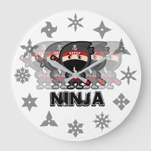 Ninja Boy Große Wanduhr (Vorderseite)