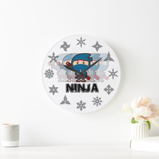 Ninja Boy Große Wanduhr (Zuhause)