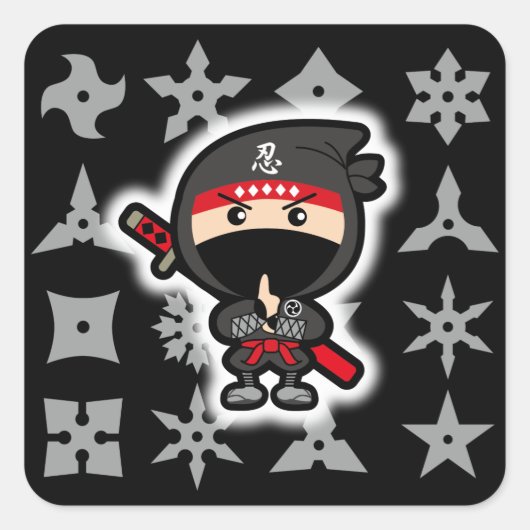 Ninja Boy Quadratischer Aufkleber (Vorderseite)