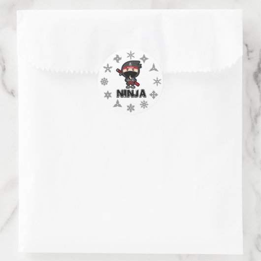 Ninja Boy Runder Aufkleber (Tasche)