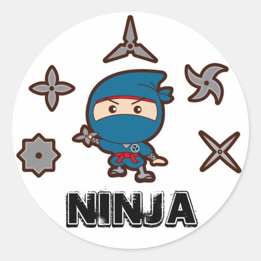 Ninja Boy Runder Aufkleber (Vorderseite)