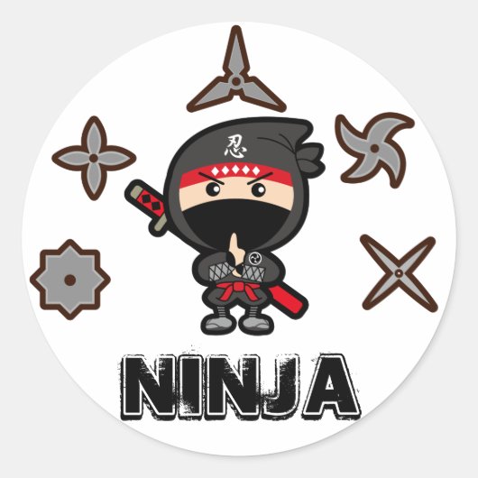 Ninja Boy Runder Aufkleber (Vorderseite)