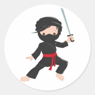 Ninja Cartoon Runder Aufkleber