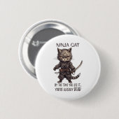 Ninja Cat, Japanisch Samurai Kawaii Cat Tattoo Fun Button (Vorne & Hinten)