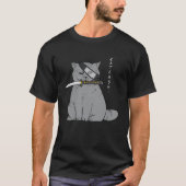 Ninja Cat mit Samurai Sword in Mouth T-Shirt (Vorderseite)