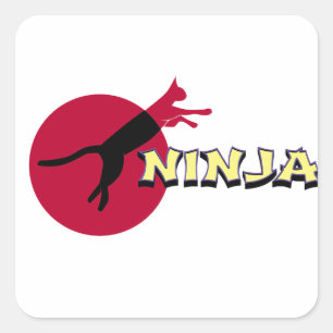 Ninja Cat Quadratischer Aufkleber
