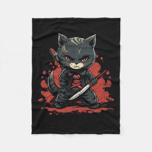 Ninja Cat Samurai Cat Fleecedecke