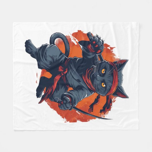 Ninja Cat Stealth Fleecedecke (Vorderseite (Horizontal))