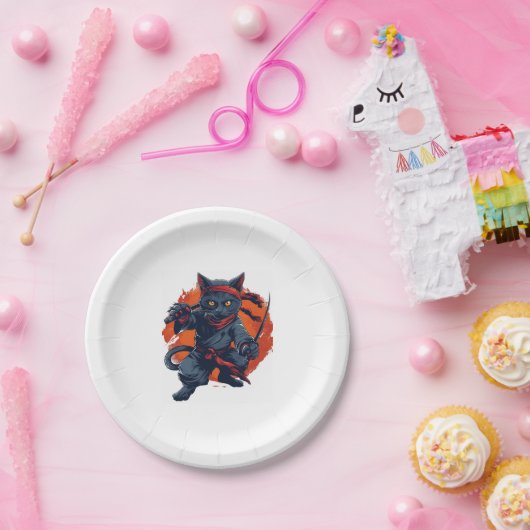 Ninja Cat Stealth Pappteller (Party)