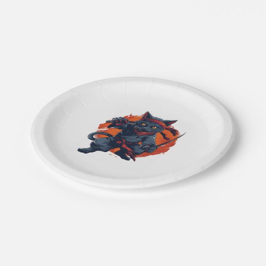 Ninja Cat Stealth Pappteller (Schrägansicht)