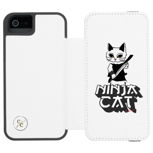 Ninja Cat T - Shirt Incipio iPhone Geldbeutel-Hülle (Folio Geöffnet)