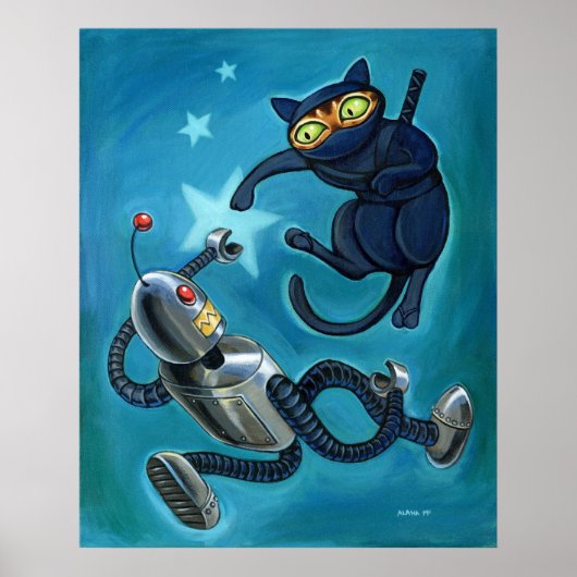 Ninja cat vs Robot Poster (Vorne)