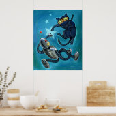 Ninja cat vs Robot Poster (Küche)