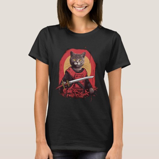 Ninja Cats Stealthy Felines Ninja Kittens Samurai T-Shirt (Vorderseite)