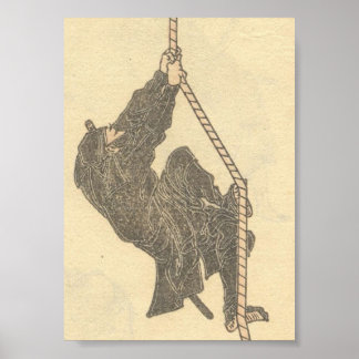 Ninja Climbing a Rope um 1800 Poster