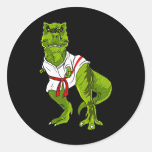 Ninja Dinosaur Martial Arts Funny Judo Karate Dino Runder Aufkleber
