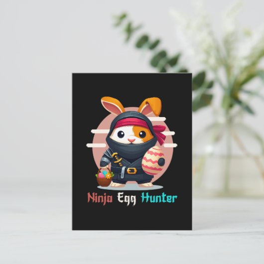 Ninja Egg Hunter Feiertagspostkarte (Stehend Vorderseite)