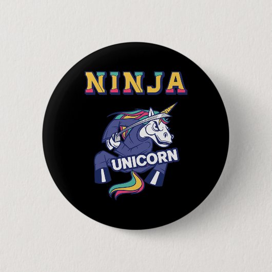 Ninja-Einhorn-Karate-Einhorn-Kickboxen-Militärisch Button (Vorderseite)