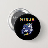 Ninja-Einhorn-Karate-Einhorn-Kickboxen-Militärisch Button (Vorne & Hinten)