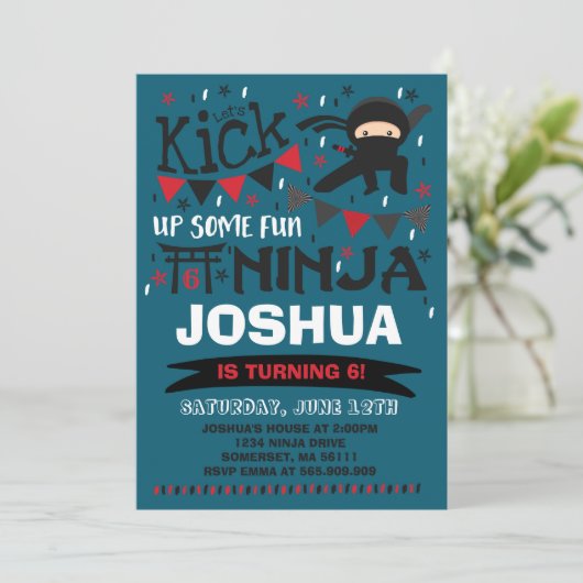 Ninja Einladung (Stehend Vorderseite)