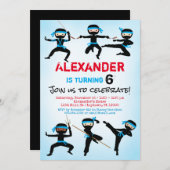 Ninja Einladung Ninja Boy Birthday Einladung (Vorne/Hinten)