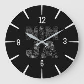 Ninja Elegante Text Art Große Wanduhr (Vorderseite)