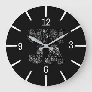 Ninja Elegante Text Art Große Wanduhr