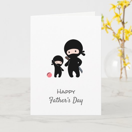 Ninja Father and Kid Blank Card Karte (Gelbe Blume)